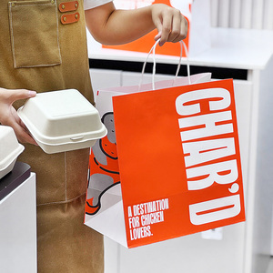 Sacchetti da Asporto in Carta Kraft Artigianale Ecologici Biodegradabili e Riciclabili con Manici e Logo Personalizzato per Fast Food - Product Image 5