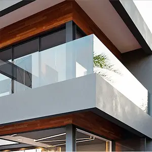Frameless Glass Railing Stair Handrail Pool U Channel Outdoor Exterior Veranda AluminumTempered Glass Balcony Glass Balustrade