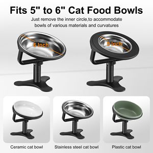 Gamelles surélevées pour chat Support réglable pour gamelles pour chat bols surélevés antidérapants en acier inoxydable avec inclinaison de 15 ° pour animaux de compagnie et chiot - Product Image 4