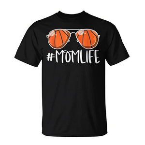 T-shirt Momlife Basketball Aviators noir à col rond et manches courtes, impression numérique pour mamans, cadeau pour la fête des mères - Product Image 3