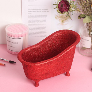 Mini Bathtub Cosmetic Storage Box Rectangular PP Creative Soap Dish With Custom Logo Desktop Organizer Burgundy Color - Product Image 3