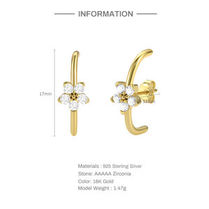 QLEESI Fine Jewelry <b>Stud</b> <b>Earrings</b> Curved S925 <b>Sterling</b> <b>Silver</b> Petal Diamond <b>Earrings</b> - Product Image 2