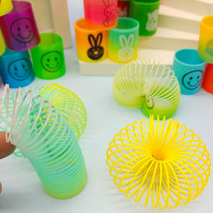Mainan pegas koil pelangi anak-anak, mainan kreatif plastik ajaib <span class=keywords><strong>3</strong></span>.5cm, mainan klasik lucu, pantulan warna-warni untuk anak-anak - Product Image 3