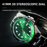 Jam Tangan Pria Quartz Dial Hijau Laris Manis 40mm Casing Akrilik Tali Baja Tahan Karat Jam Tangan Jarum untuk Penggunaan Sehari-hari Kasual & Bisnis