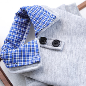 Sudadera de Estilo Preppy con Cuello a Cuadros Azul de Dos Piezas, Cómoda, para Perros Pequeños, Cachorros y Gatos, de Primavera y Otoño, de PETCIRCLE - Product Image 4