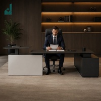 Bureau de direction moderne à niveaux JQYX Série Elite, réglable en hauteur, avec rangement, placage bois, écologique, pour PDG, Président, Entreprise