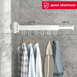 Faltbare Kleidung Aufhänger Wand montage einziehbares Tuch Trocken gestell platzsparend Aluminium Haus Wäsche linie Wasch leitungen