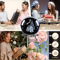 Vente en gros de boules de cristal 3D gravées au laser, achat en vrac, motif personnalisé, base pour arbre de Noël, souvenir de vacances