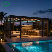HESIWEI Pergola motorisée en aluminium pour extérieur, avec toit ouvrant à lamelles, imperméable, à fixation murale, type gazebo