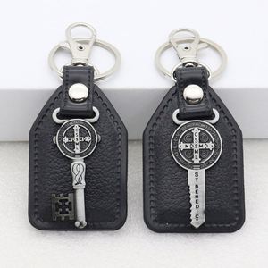 Wholesale Christian Retro Metal Keychain Cross Pendant Pu Leather <b>Car</b> Accessories Hanging Accessories <b>Car</b> Keychain Pendant - Product Image 5