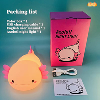 Lampe de chevet en silicone Axolotl mignonne, à commande tactile, rechargeable par USB, pour bébé et enfant