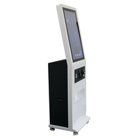 Kiosque de commande au détail sur pied avec écran tactile capacitif, scanner QR, accepteur de billets et de pièces, pour commande et paiement en libre-service