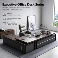 Bureau de direction modulaire de luxe en forme de L, mobilier de bureau robuste pour cadre supérieur