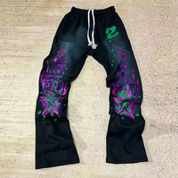 Pantalons de survêtement à jambes évasées personnalisés avec impression DTG, broderie appliquée, patchs, lavage à l'acide, pantalons de survêtement pour hommes