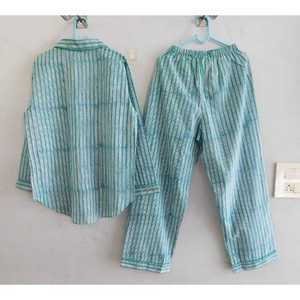 100% Cotton Pajama Set Floral Print Long Sleeve Button Shirt and <b>Pants</b> Comfortable Soft Summer Nightwear Sleepwear Set - Product Image 5