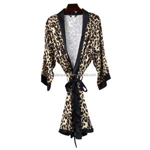 Taglie forti ODM personalizzato abbigliamento da <span class=keywords><strong>notte</strong></span> da donna estate <span class=keywords><strong>leopardo</strong></span> e floreale stampa Kimono abito da <span class=keywords><strong>notte</strong></span> abito da donna - Product Image 4