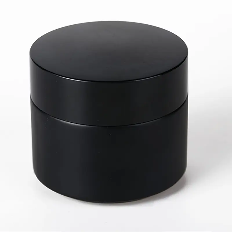 Custom Logo Gratis Lood 5Ml 10Ml 15Ml 20Ml 25Ml 30Ml 50Ml 100Ml matte Black Glazen Pot Voor Crème Cosmetische Pakket Container