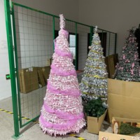 Sapin de Noël artificiel télescopique en PVC de haute qualité, blanc, décoré de paillettes, personnalisable, avec rangement pratique