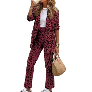 ชุด2ชิ้นกางเกงเอวสูงแขนยาวพิมพ์ลายเสือดาวชุดแฟชั่น - Product Image 2