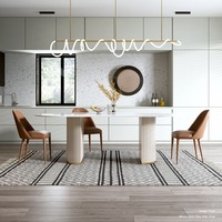 Table à manger rectangulaire pliante télescopique en marbre, style moderne et luxueux, démontable pour petits espaces domestiques
