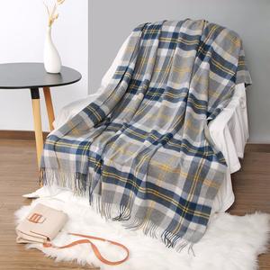 Verdickte Sofa-Decke aus Alpakawolle Einzelpersonen-Schlafdecke Freizeit Schottische Wolldecke Strapazierfähige Tartan-Decke aus Wolle - Product Image 3