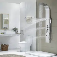Foshan HANC-cepillo de plata para baño, Panel de ducha impermeable de acero inoxidable y grifo de columna de Ducha