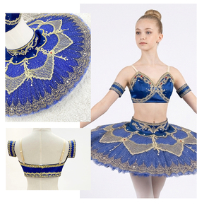 Tutu de ballet professionnel Le Corsaire 2 pièces avec crop top et plaque rigide, tutu Paquita Pancake pour filles, costume de performance de ballet classique - Product Image 2
