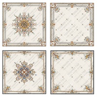 Grand Médaillon Carré pour Foyer Motif Fleur Design Carreaux de Pierre pour Sol en Marbre Jet d'Eau