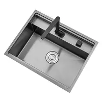 Stainless Steel Kitchen Sink with Folded Faucet