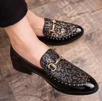 Soldes Exceptionnelles – Mocassins à Talons Carrés pour Hommes, Design Tendance, Bleu, Or, Noir, Blanc, Paillettes, Élégants et Décontractés, Tailles 38-44