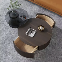 Ensemble de tables basses chic et luxueuses, style crème, noir et blanc, rond, champignon, petit espace, minimaliste, moderne, élégant, salon, usage domestique