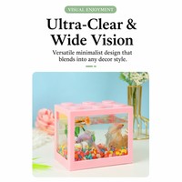 Mini aquarium créatif empilable en blocs de construction, ultra-transparent, pour bureau, élevage de poissons Betta à domicile ou au bureau