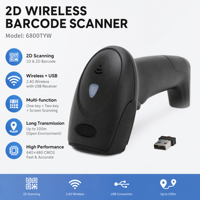 Escáner de Código de Barras Inalámbrico 2D 6800TYW para Logística de Comercio Electrónico, Lee Etiquetas de Papel en Pantallas Móviles, USB 2.4G para Punto de Venta Minorista