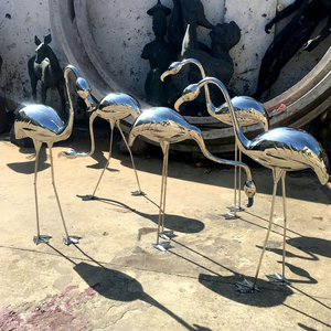 Escultura de Flamenco de Acero Inoxidable, Arte Escultural Europeo y Americano, Estatua Artística Decorativa para Jardín Exterior - Product Image 2