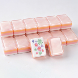 Custom Model blush peach layered edges 4-Tier American <b>Mahjong</b> 160 Acrylic Tiles with Pearl Print Design Eco-Friendly Durable - Product Image 2