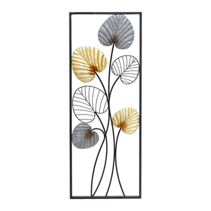 Luxury <strong>Large</strong> Leaves Modern Home Living Room Decoration Wrought Iron Rectangle Metal <strong>Wall</strong> Hanging <strong>Decor</strong> Art Sculpture - Product Image 2