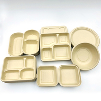 Custom Biologisch Afbreekbaar Takeaway Fries Lunch Fast Food Container 6X6 Inch Suikerriet Lunch Verpakking Bagasse Hamburger Hamburger Doos