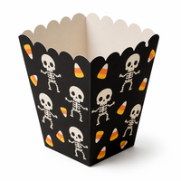 Boîte à Popcorn Personnalisée Halloween, Gobelet en Papier pour Snacks avec Motif Squelette Adorable, Vente en Gros, Emballage pour Soirée Cinéma, Fourniture en Vrac