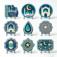 Assiette décorative en résine, impression UV personnalisée, Ramadan Kareem, mosquée, croissant de lune, ornement de bureau arabe avec support, vente en gros OEM