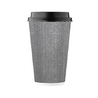 Tasses en papier biodégradables jetables 12 Oz 350Ml à simple/Double paroi ondulée pour yaourt thé café avec couvercles