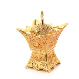 European relief incense burner gold-plated gold four corner modeling charcoal burning incense burner Foreign trade