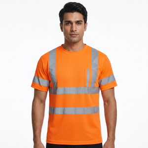 Vêtements de travail personnalisés en gros, t-shirts à manches courtes, chemises orange unies personnalisées, chemises de travail pour hommes, vêtements de travail pour la construction - Product Image 1