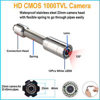 Système de caméra d'inspection de canalisations avec objectif 3,6 mm, moniteur 7 pouces, câble de 20 m, capteur CMOS et stockage sur carte mémoire