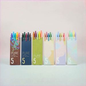Stylo bille en plastique couleur macaron, stylo neutre multicolore avec mécanisme à pression et ensemble de stylos gel au design élégant, vente en gros - Product Image 3