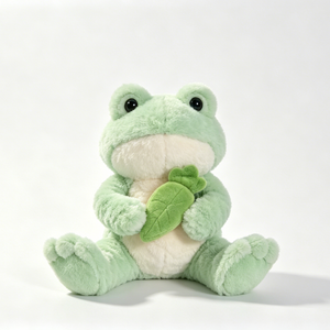 Peluche grenouille verte mignonne personnalisée, grenouille en peluche tenant un radis, jouet grenouille en peluche - Product Image 1