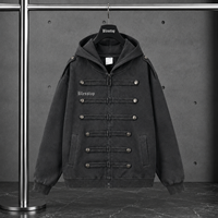 Veste à capuche vintage Blesstop avec détail boutonné sur le devant, veste streetwear pour homme