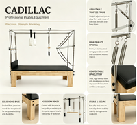 Máquina de Ejercicio Reformer Pilates Cadillac MJD M201A de Madera de Roble Macizo Ajustable para Uso Comercial y en Gimnasios Domésticos
