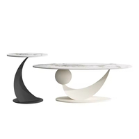 Nouvelle Arrivée Table Basse Créative Moderne Écologique Style Crème pour Salon, Ensemble de Tables d'Appoint de Canapé en Fer et Bois avec Rangement Compact