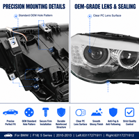 Faro LED Plug and Play para BMW Serie 5 F18 F10, 63117271911 63117271912, Conjunto de Lámpara Delantera, Reemplazo OEM de Ajuste Directo