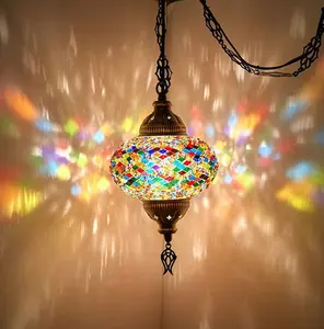 Lustre de vidro pendente, lustre de vidro pendurado à mão, luz turca e marrocos, para restaurante